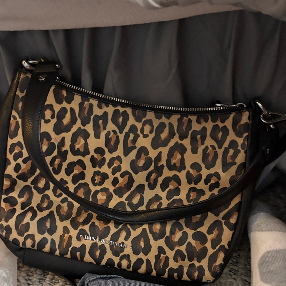 Dana Buchman Leopard-Pattern Shoulder Bag in Brown and Black